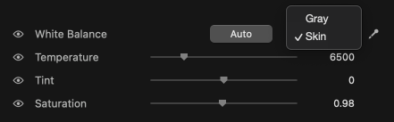 White Balance panel