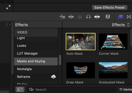 Auto Mask in the Masks and Keying category of the Effects browser